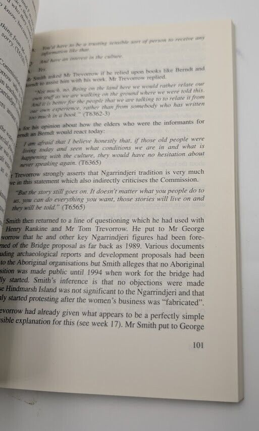 A royal omission: Critical summary of the evidence given to Hindmarsh Island HC
