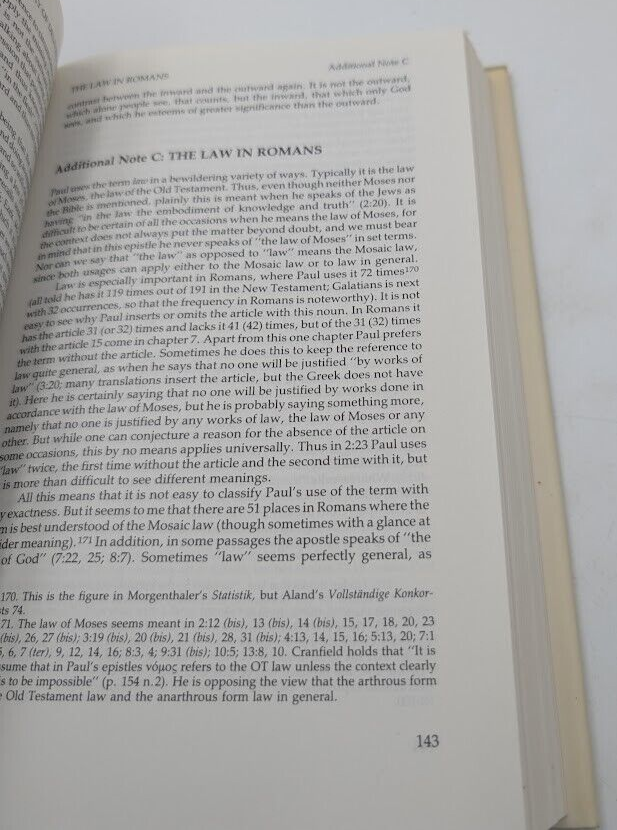 The Epistle To The Romans by Leon Morris Hardcover Christian Bible Concordances