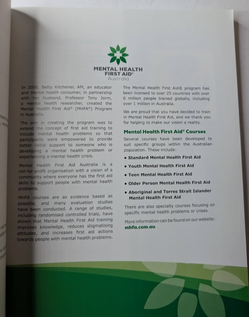 Standard Mental Health First Aid Manual, 4th Edition