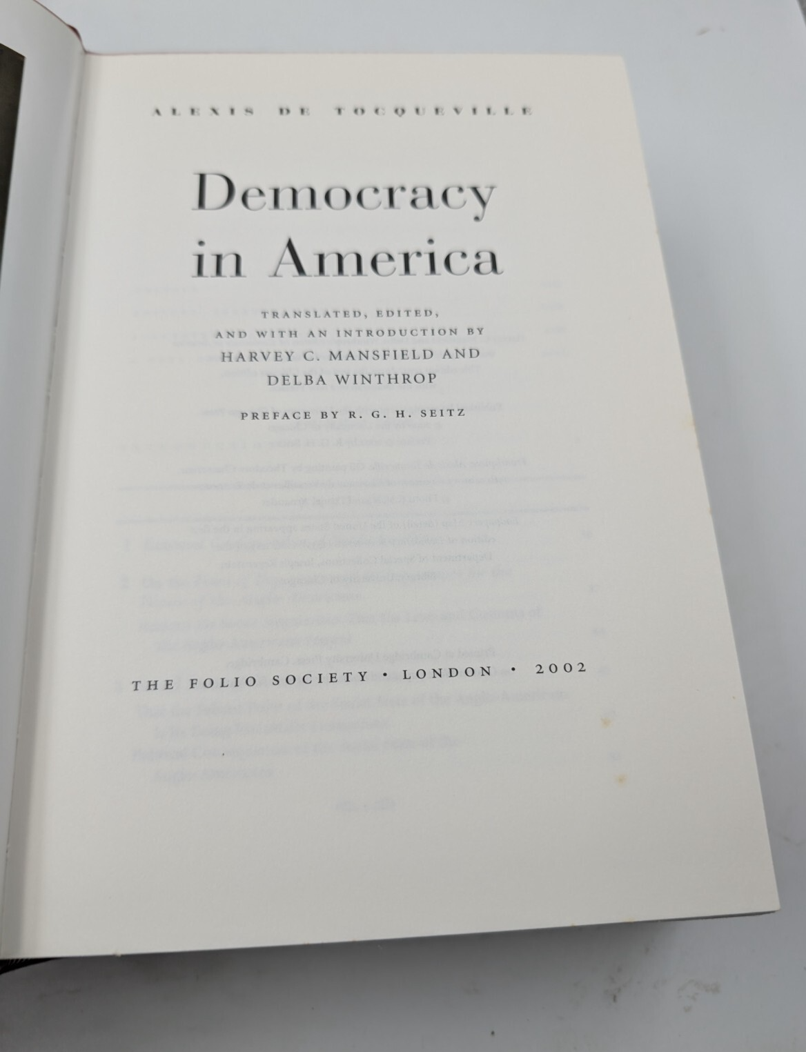Alexis De Tocqueville Folio Society 2002 Democracy in America Hardcover in Case