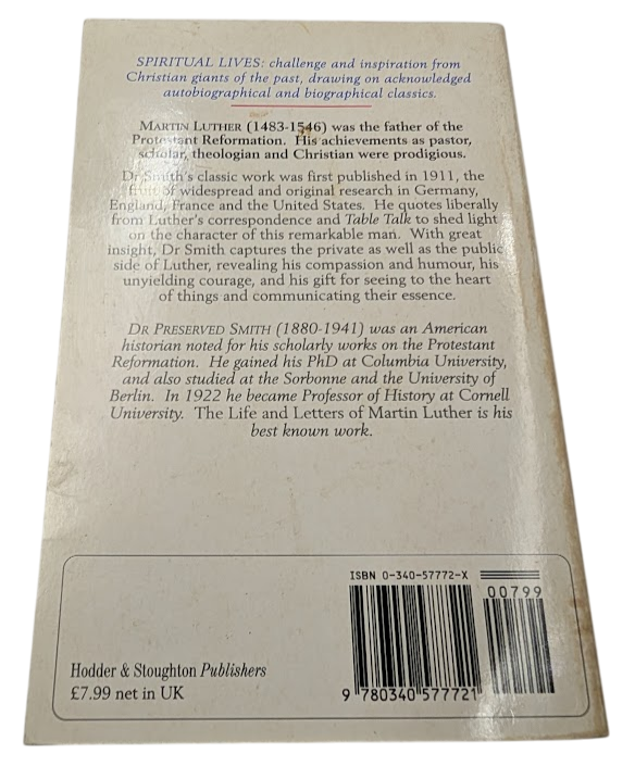 Life and Letters of Luther by Robert Backhouse & Richard G. Smith Paperback 1974