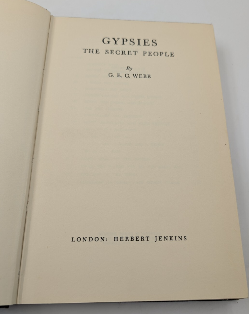 Gypsies: The Secret People by G.E.C. Webb (Hardcover, 1960) Biography