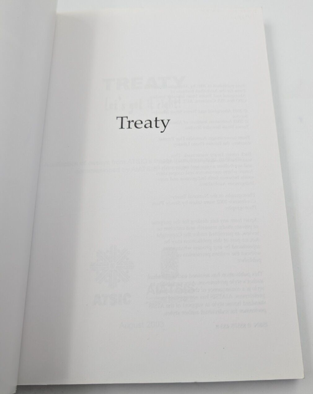 Treaty: Let's get it right by ATSIC and AIATSIS Paperback, 2003 Regional History