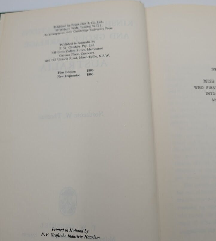 Kinship Organizations And Group Marriage In Australia Northcote Thomas HC 1966