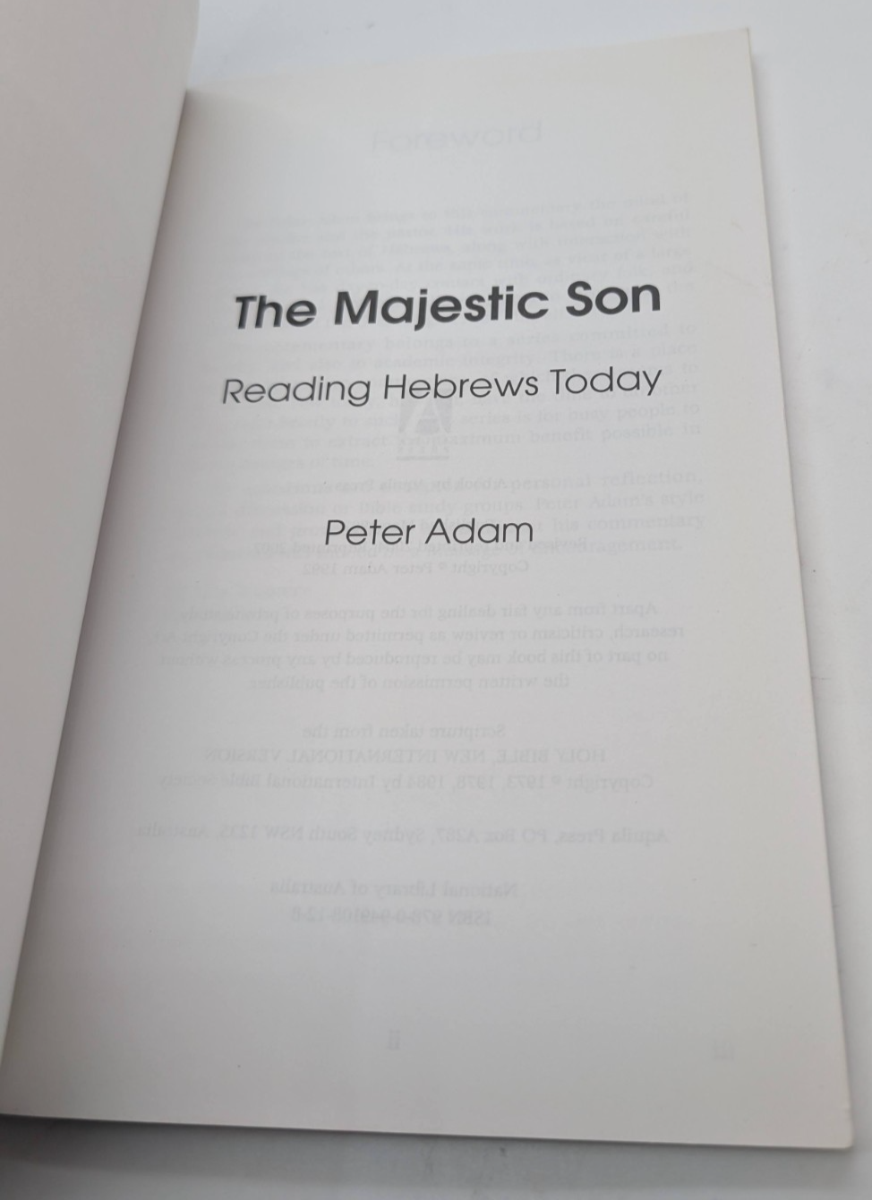 RTBT Hebrews The Majestic Son by Peter Adam