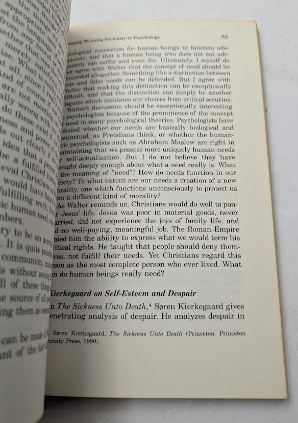 Wisdom and Humanness in Psychology C Stephen Evans Christian Approach PB 1989