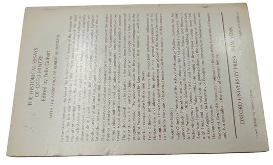 The Historical Essays of Otto Hintze