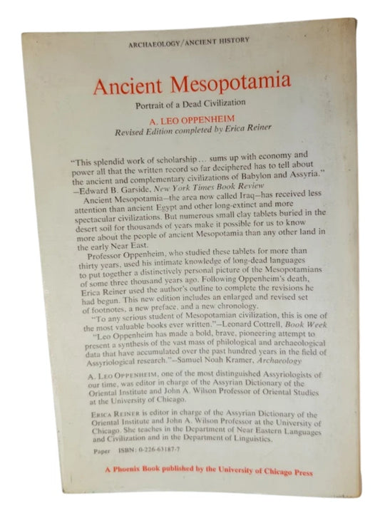 Ancient Mesopotamia Portrait of a Dead Civilization A Leo Oppenheim 1977 Revised