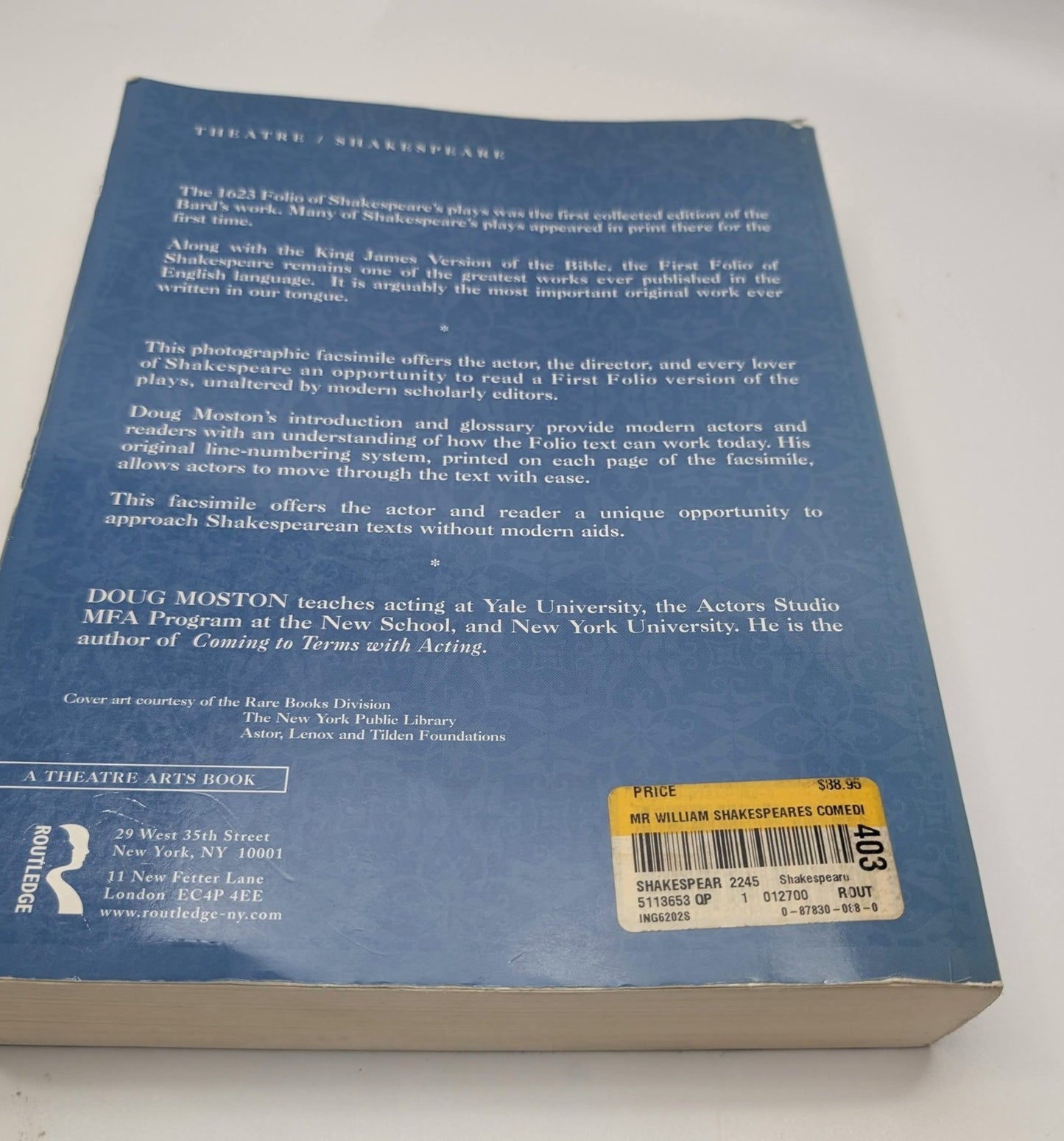 William Shakespeares Comedies Histories & Tragedies Facsimile of 1623 folio edn (1998)