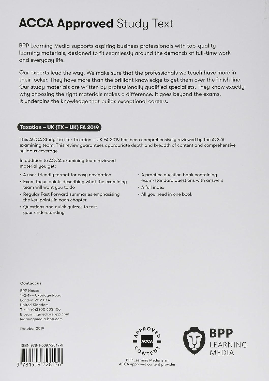ACCA Taxation FA2019 UK Study Text