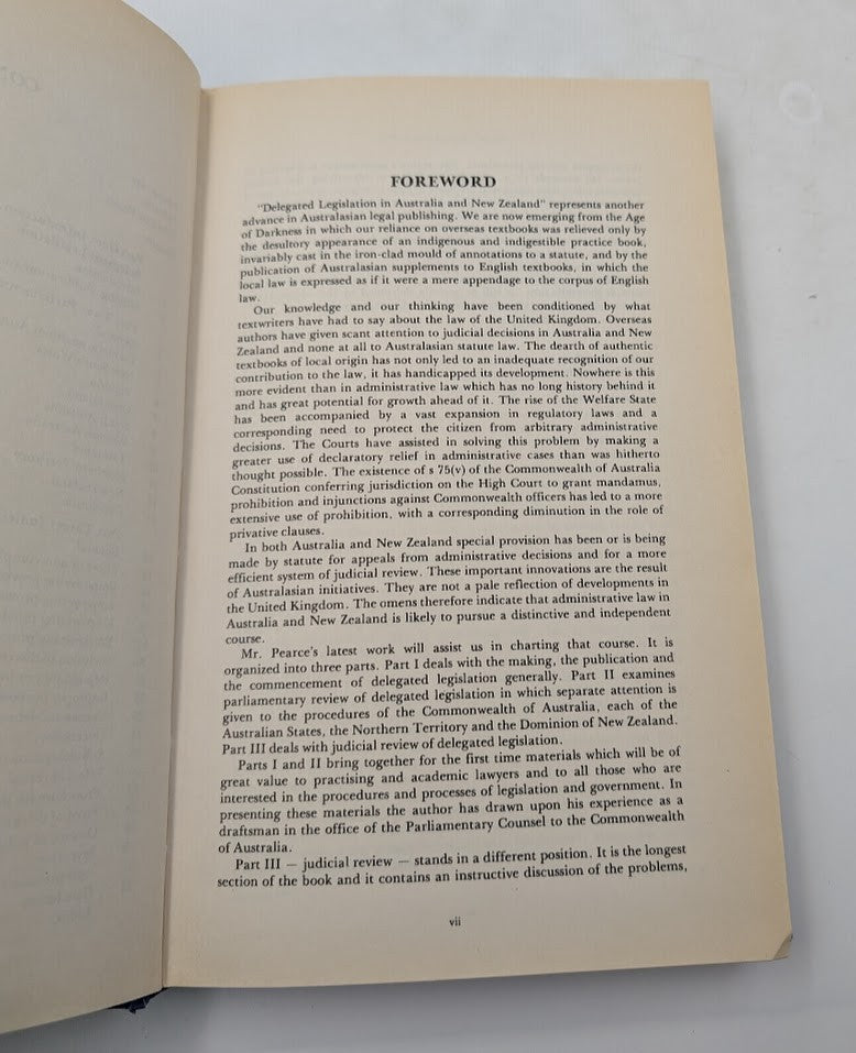 Delegated Legislation Australia New Zealand Dennis Pearce HC 1977