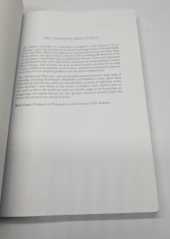 Art Emotion And Ethics Berys Gaut PB 2009 Philosophy Aesthetics Morality Theory