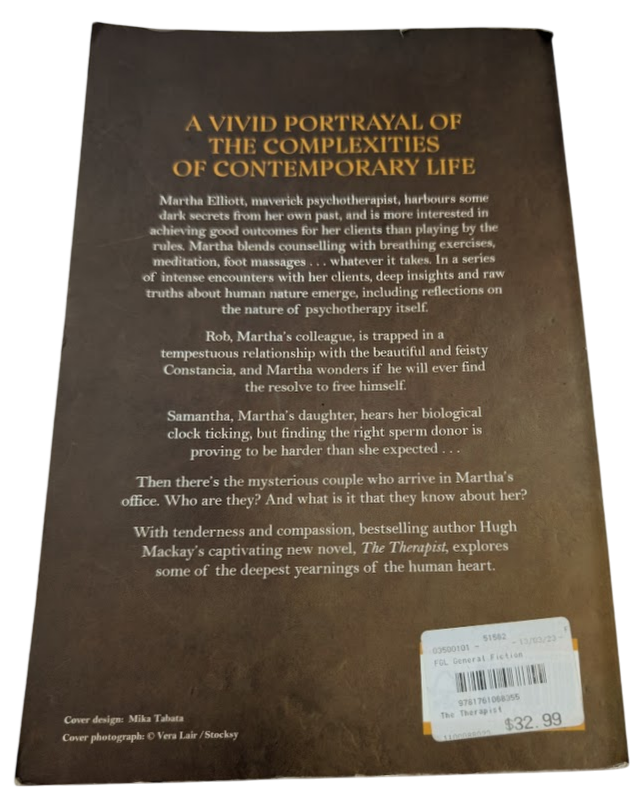 Therapist by Hugh Mackay (Paperback) 2023 A Contemporary Novel