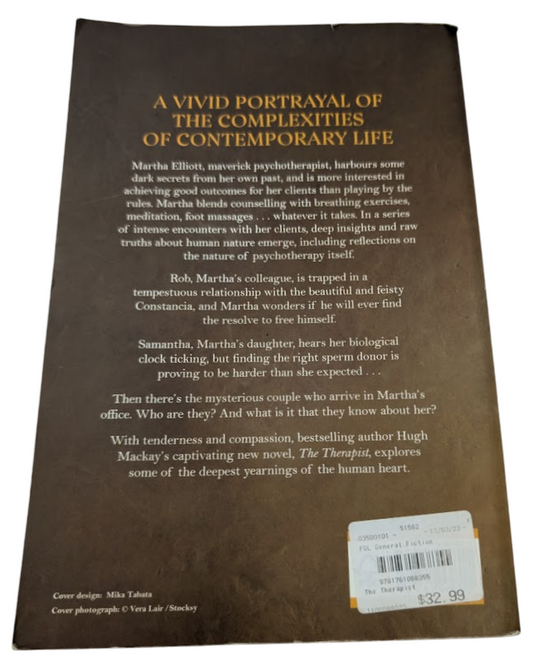 Therapist by Hugh Mackay (Paperback) 2023 A Contemporary Novel