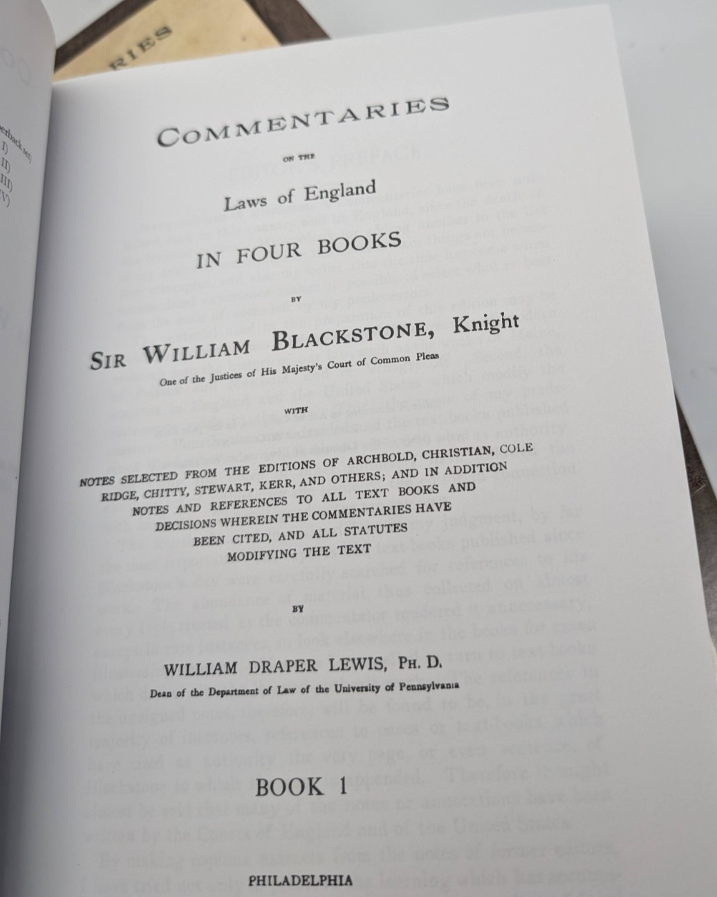 Blackstone's Commentaries on The Laws of England 4 x Paperbacks