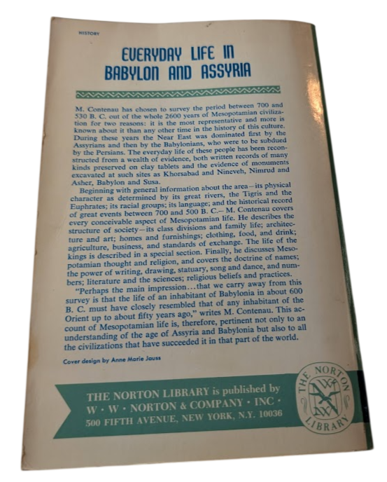 Everyday Life in Babylon and Assyria by Georges Contenau – actual book photo