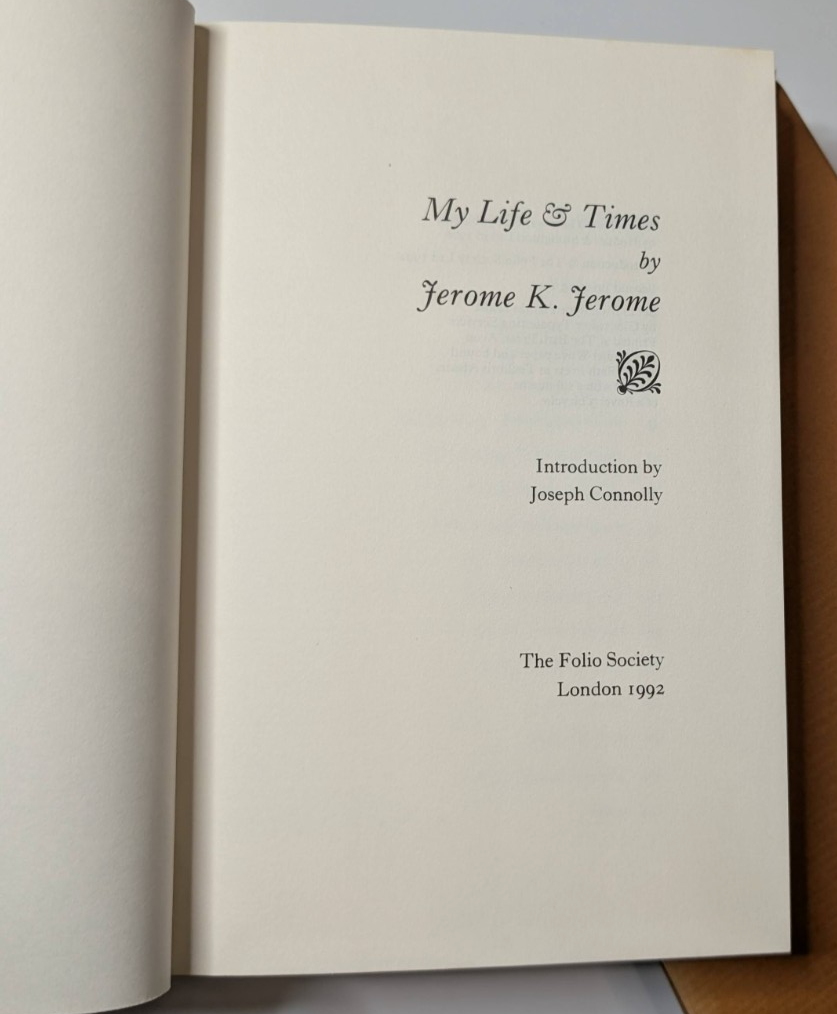 My Life and Times Jerome K. Jerome 1992 Autobiography Memoir Folio Society