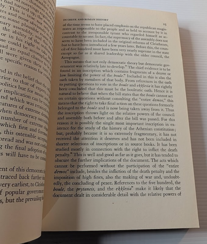 Representative Government in Greek and Roman History by J. A. O. Larsen – actual book photo