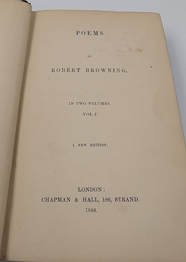 Browning's poems 2 volumes Elizabeth Barrett Browning 1849 Edn. Chapman Hall