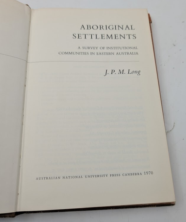 Aboriginal settlements: A survey of institutional communities in eastern Australia