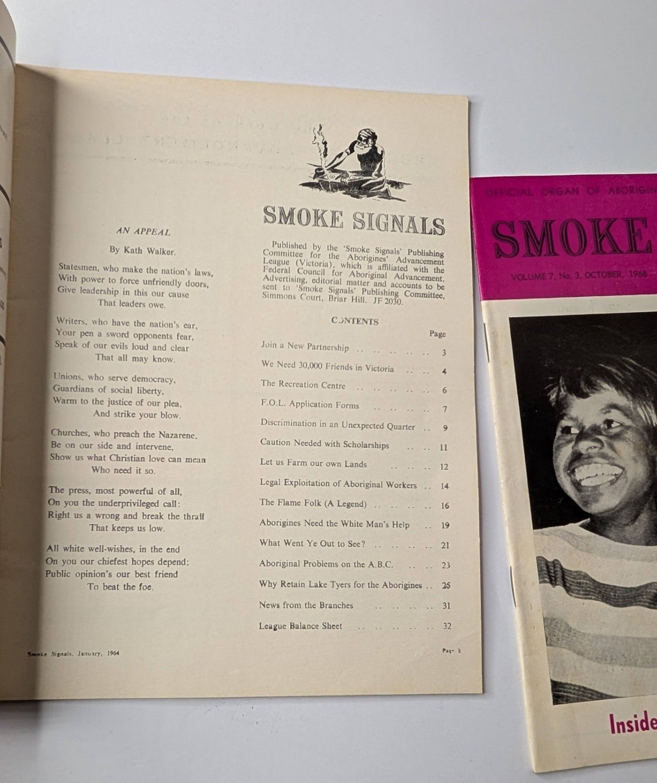 Smoke Signals Aborigines Advancement League 2 x vintage Journals PB 1960s