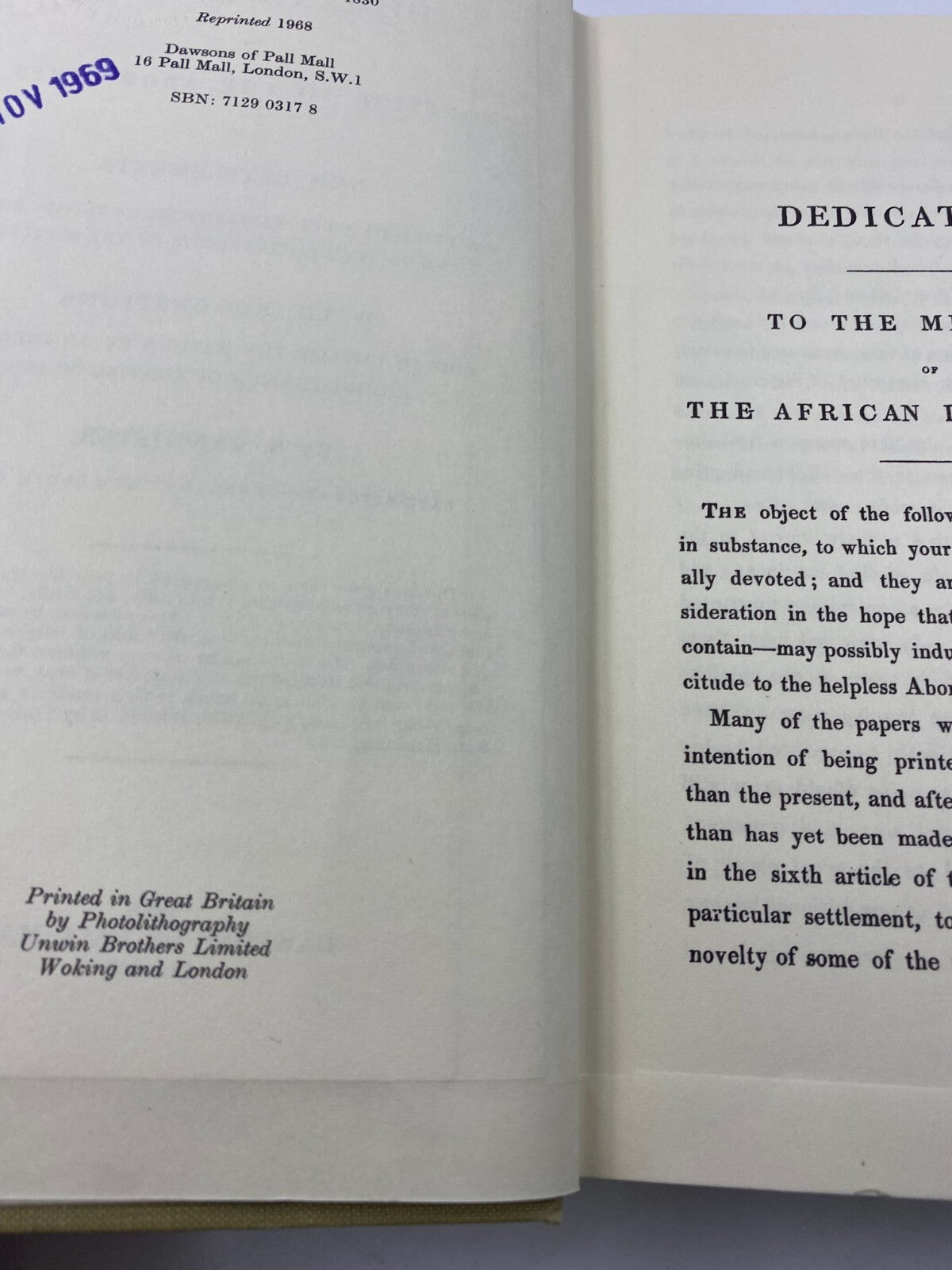Humane Policy Or Justice to the Aborigines of New Settlements 1968 printing