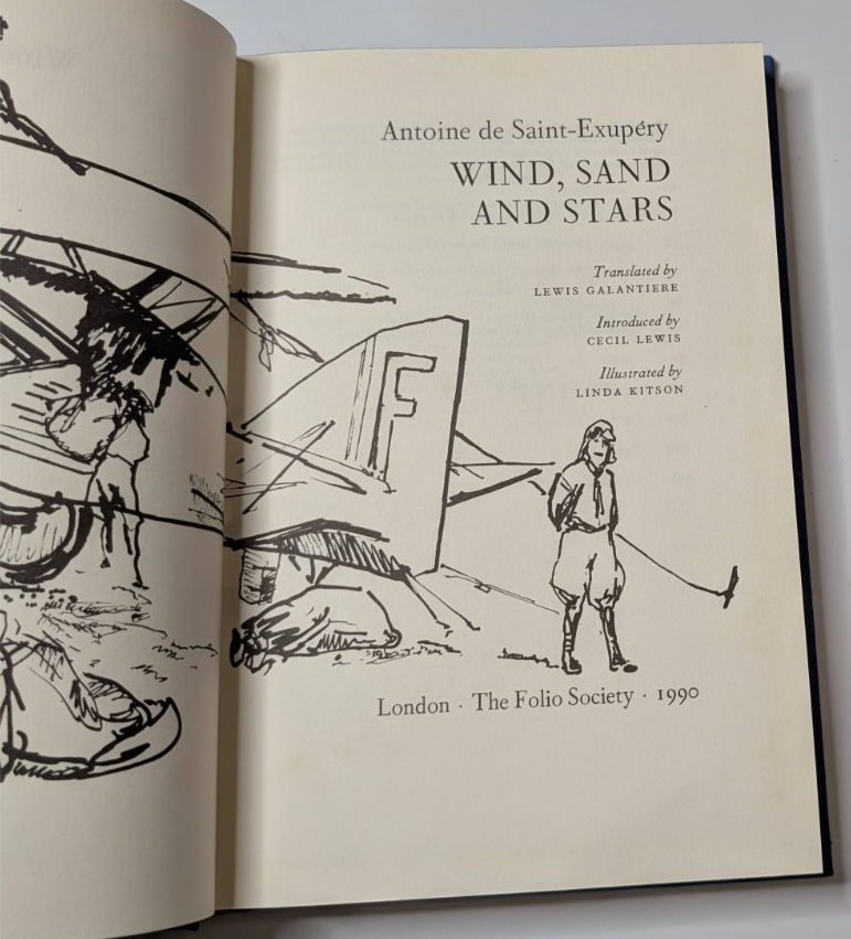 Wind Sand and Stars Saint Exupery 1990 Memoir Travel Folio Society Hardcover