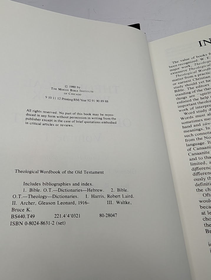 Theological Wordbook of the Old Testament 2 Volume Set by Harris, Archer, Waltke