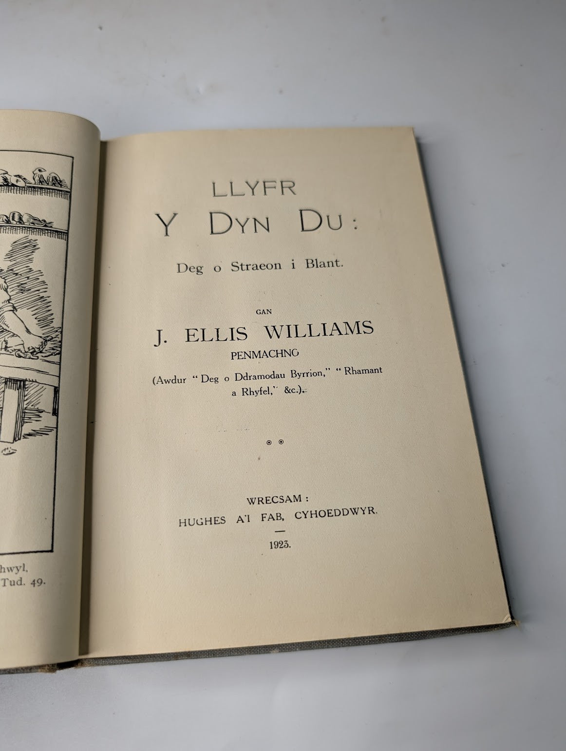 Llyfr y Dyn Du: Deg o Straeon i Blant by J. Ellis Williams. 1923 WELSH Children's