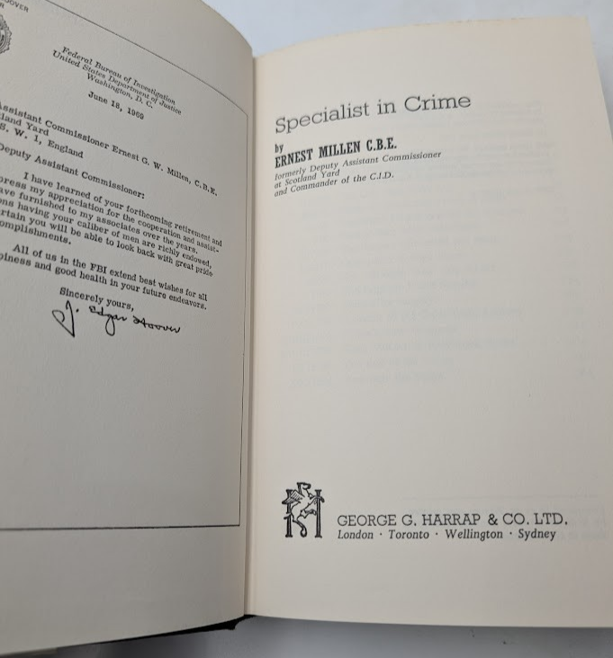 Specialist in Crime Ernest Millen CBE HC Signed True Crime Investigation
