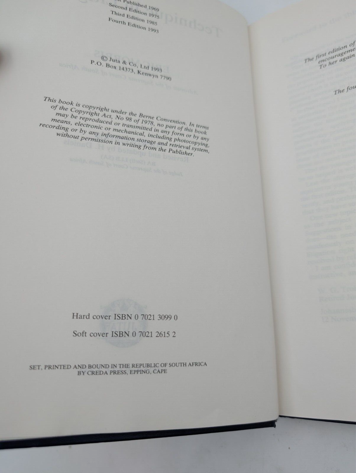 Technique in Litigation by H. Daniels Fourth Edition Civil Law