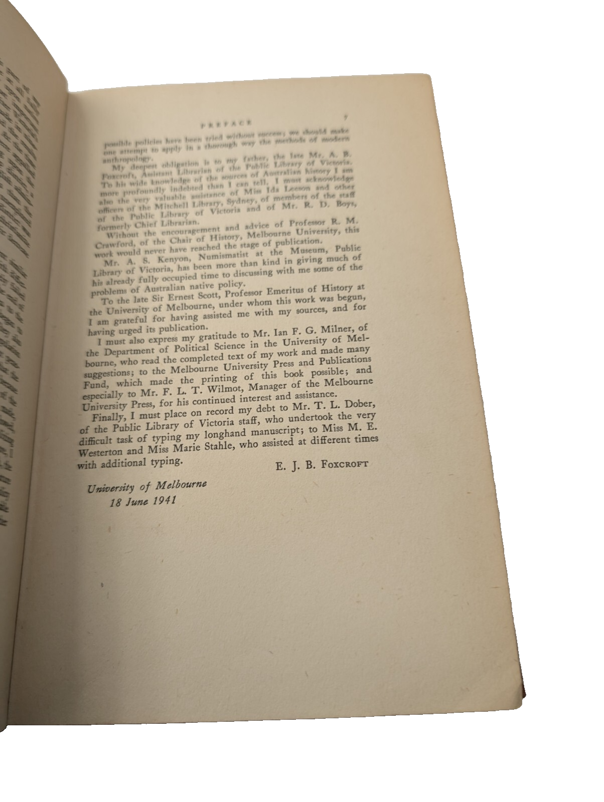 Australian Native Policy Its History Especially in Victoria Edmund Foxcroft 1941
