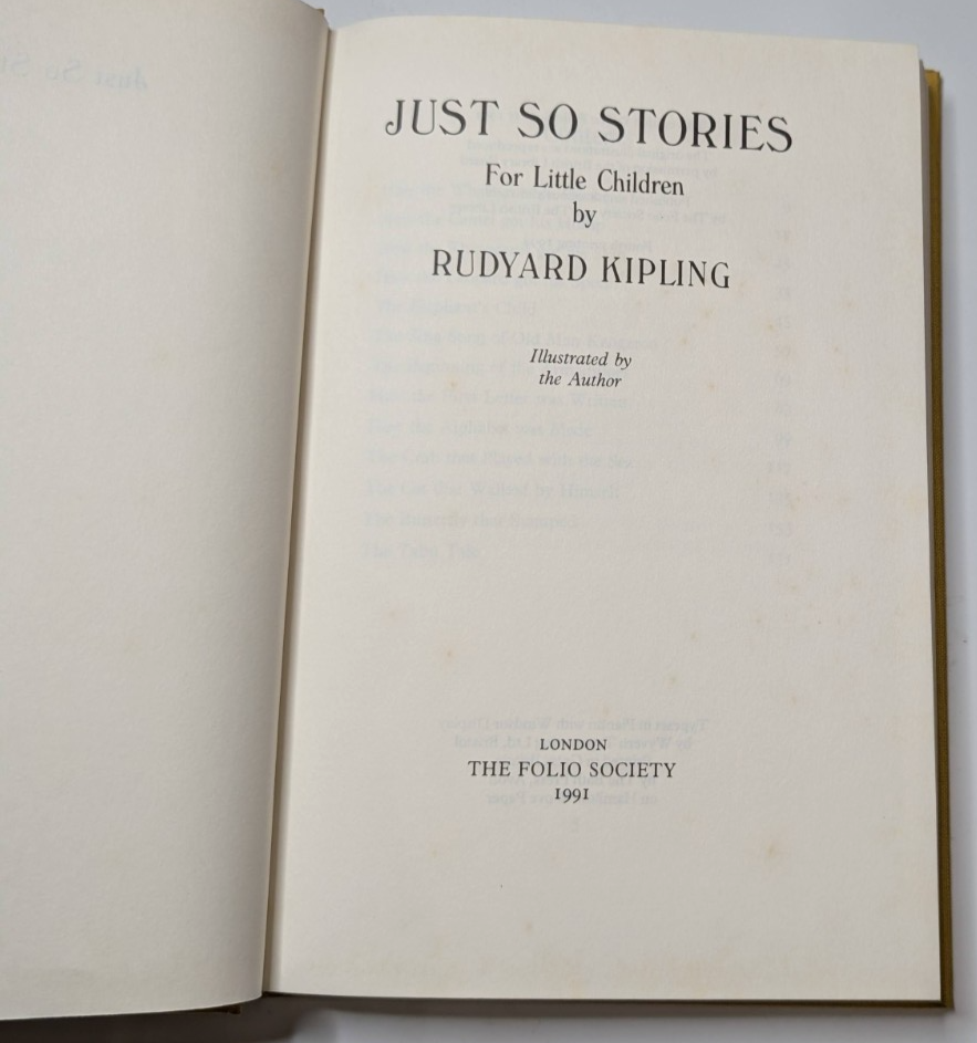 Just So Stories Rudyard Kipling 1994 Children Fiction Folio Society hardcover