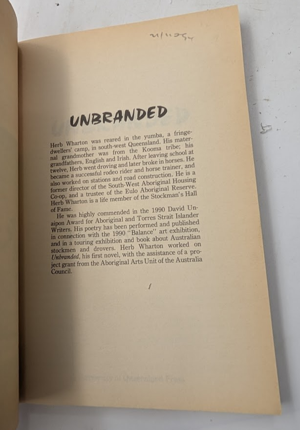 Unbranded by Herb Wharton (Paperback, 1992) World Literature, Classic