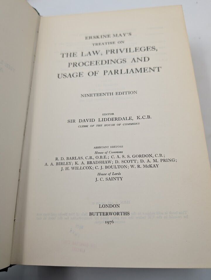 Erskine May: Parliamentary Practice by Mark Hutton (Hardcover) Nineteenth Ed
