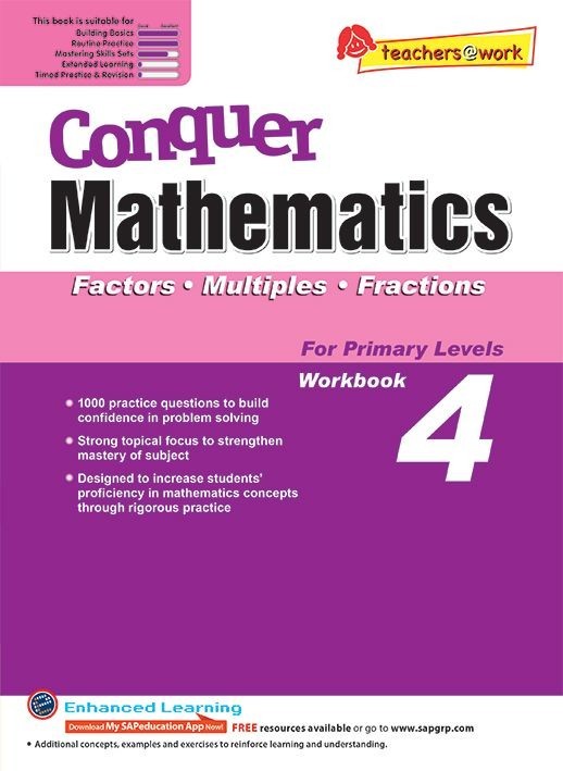 2 x Conquer Mathematics Books 4 Decimals, Time + Factors, Multiples, Fraction