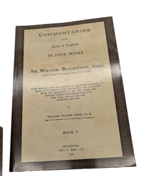 Blackstone's Commentaries on The Laws of England 4 x Paperbacks