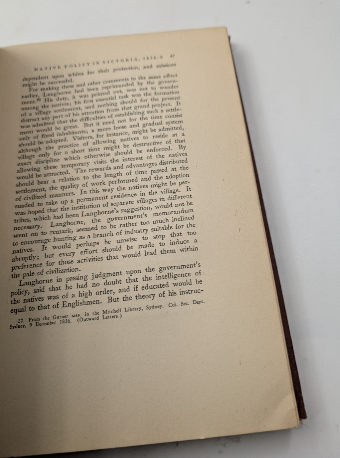 Australian Native Policy Its History Especially in Victoria Edmund Foxcroft 1941