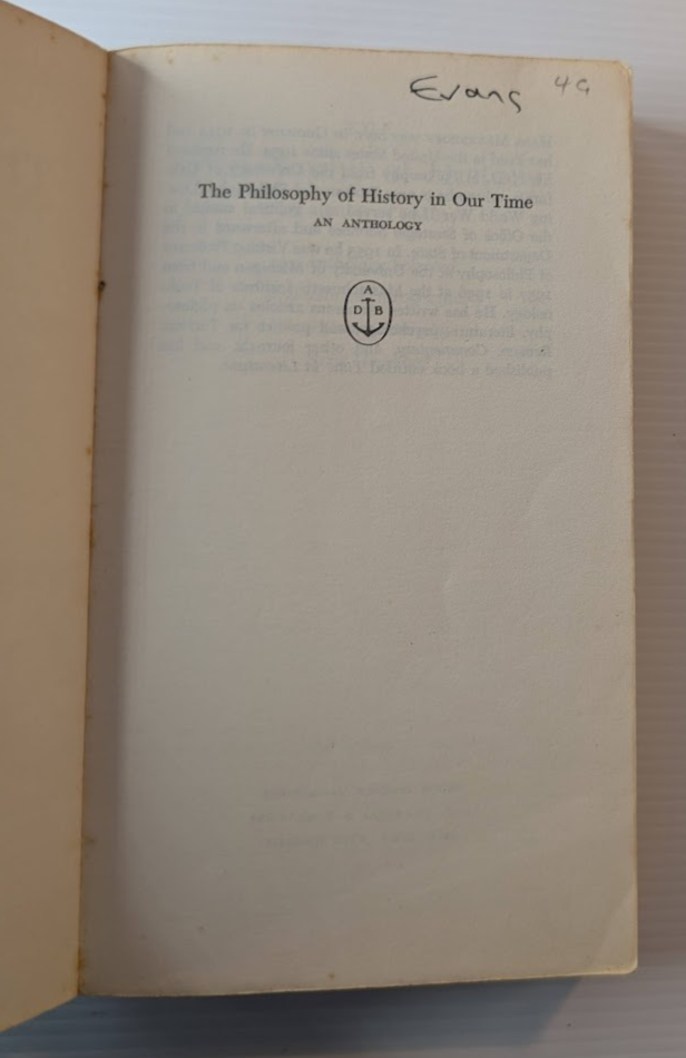 Philosophy of History in Our Time by Hans Meyerhoff – actual book photo