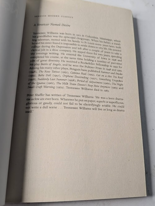 Streetcar Named Desire Penguin Modern Classics Tennessee Williams PB 2009 Drama