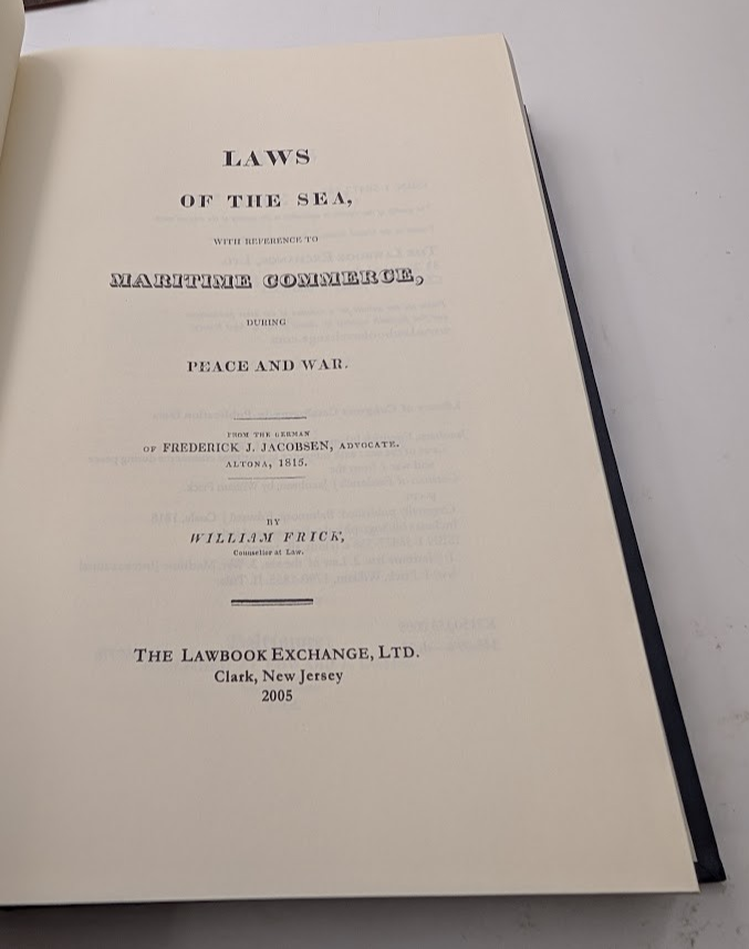 Laws of the Sea, With Reference to Maritime Commerce During Peace by Jacobsen, F