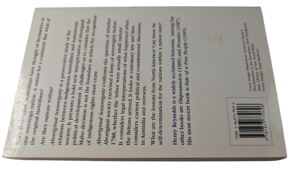 Aboriginal Sovereignty Reflections Race State Nation Henry Reynolds PB 1997 Aus