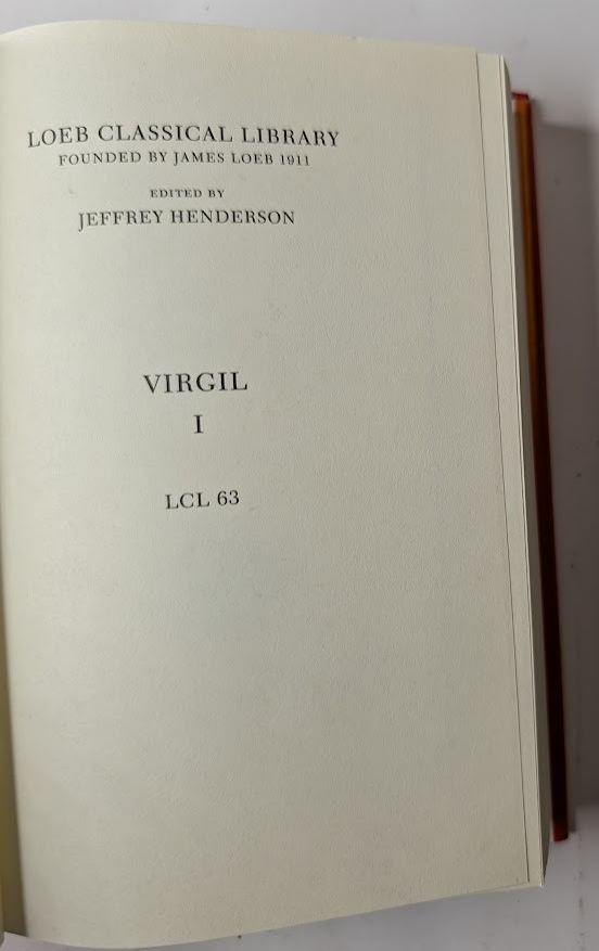 Virgil Loeb Eclogues Georgics Aeneid Books 1-6  (Volume  1)  HC Latin Epic