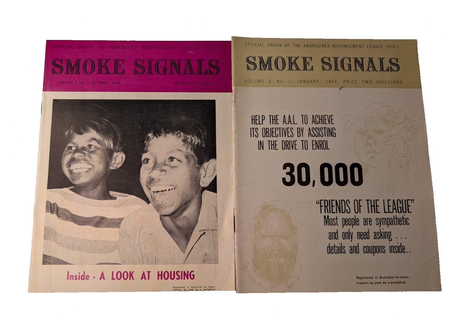 Smoke Signals Aborigines Advancement League 2 x vintage Journals PB 1960s