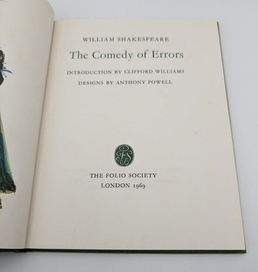 The Comedy of Errors by William Shakespeare Folio Society w/ case Hardcover 1969