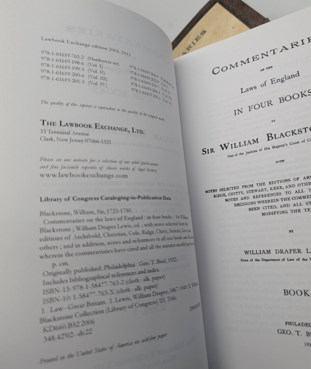 Blackstone's Commentaries on The Laws of England 4 x Paperbacks