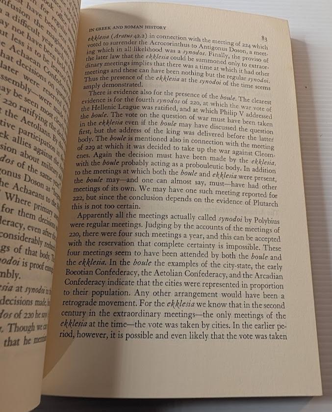 Representative Government in Greek and Roman History by J. A. O. Larsen – actual book photo