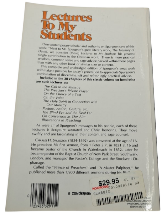Lectures to My Students by Charles Spurgeon Trade Paperback 1979 Christian