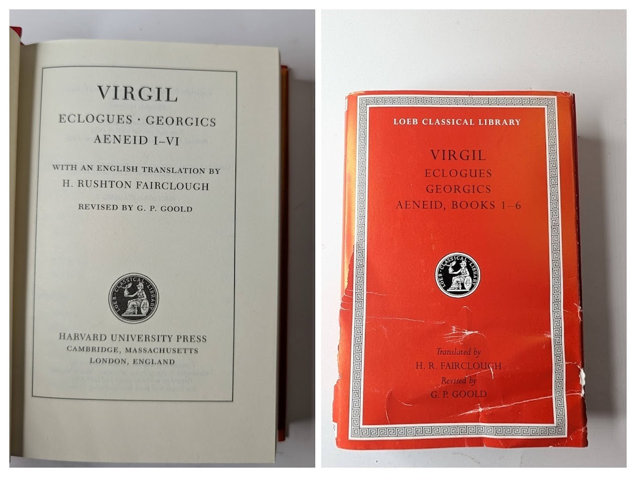 Virgil Loeb Eclogues Georgics Aeneid Books 1-6  (Volume  1)  HC Latin Epic
