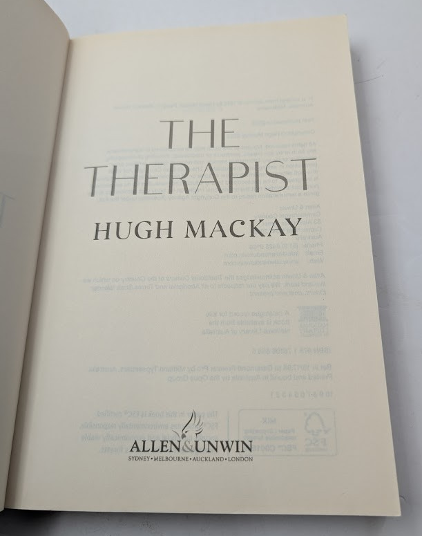 Therapist by Hugh Mackay (Paperback) 2023 A Contemporary Novel